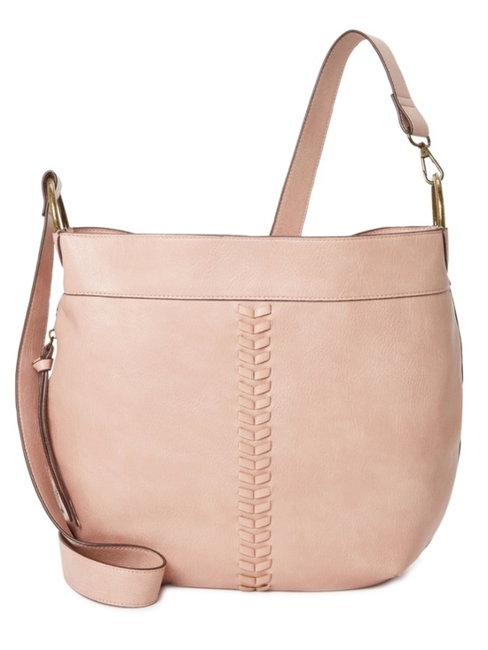 Time and Tru Handbags - Blush Woven-Detail Shoulder Bag